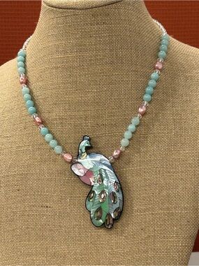 Lee Sands peacock necklace vintage